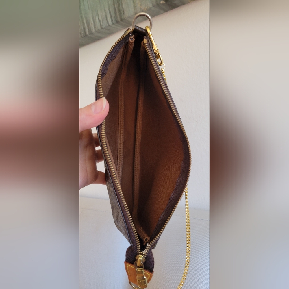 Louis Vuitton Monogram Brown Wristlet with Gold Chain - Picture 12 of 17